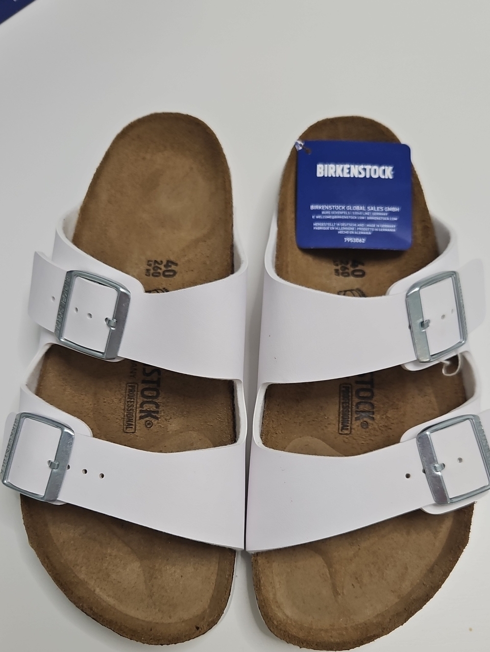 Birkenstock White Arizona Two-Strap Sandals